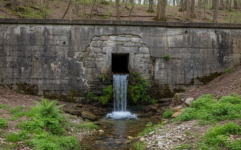 Barbacane intégrée dans un mur de soutènement pour le drainage de l'eau.