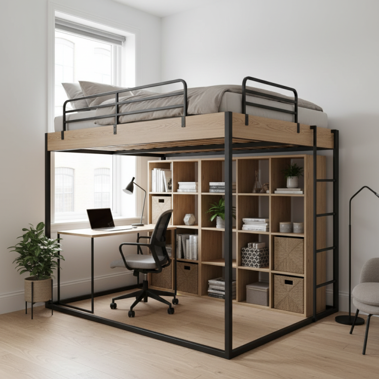 Illustration réaliste sur Lit mezzanine 2 places : guide complet pour petits espaces